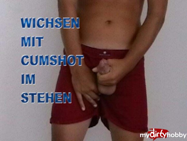 Wichsen und Cumshot im Stehen