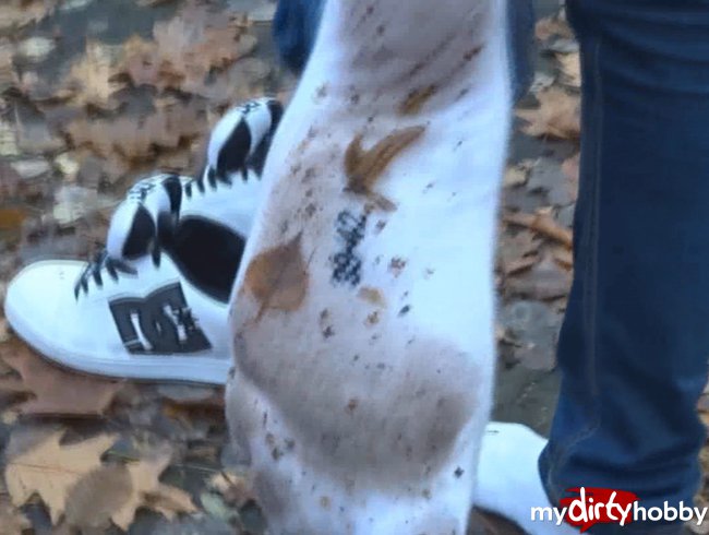 Twink walking outdoor in white puma socks